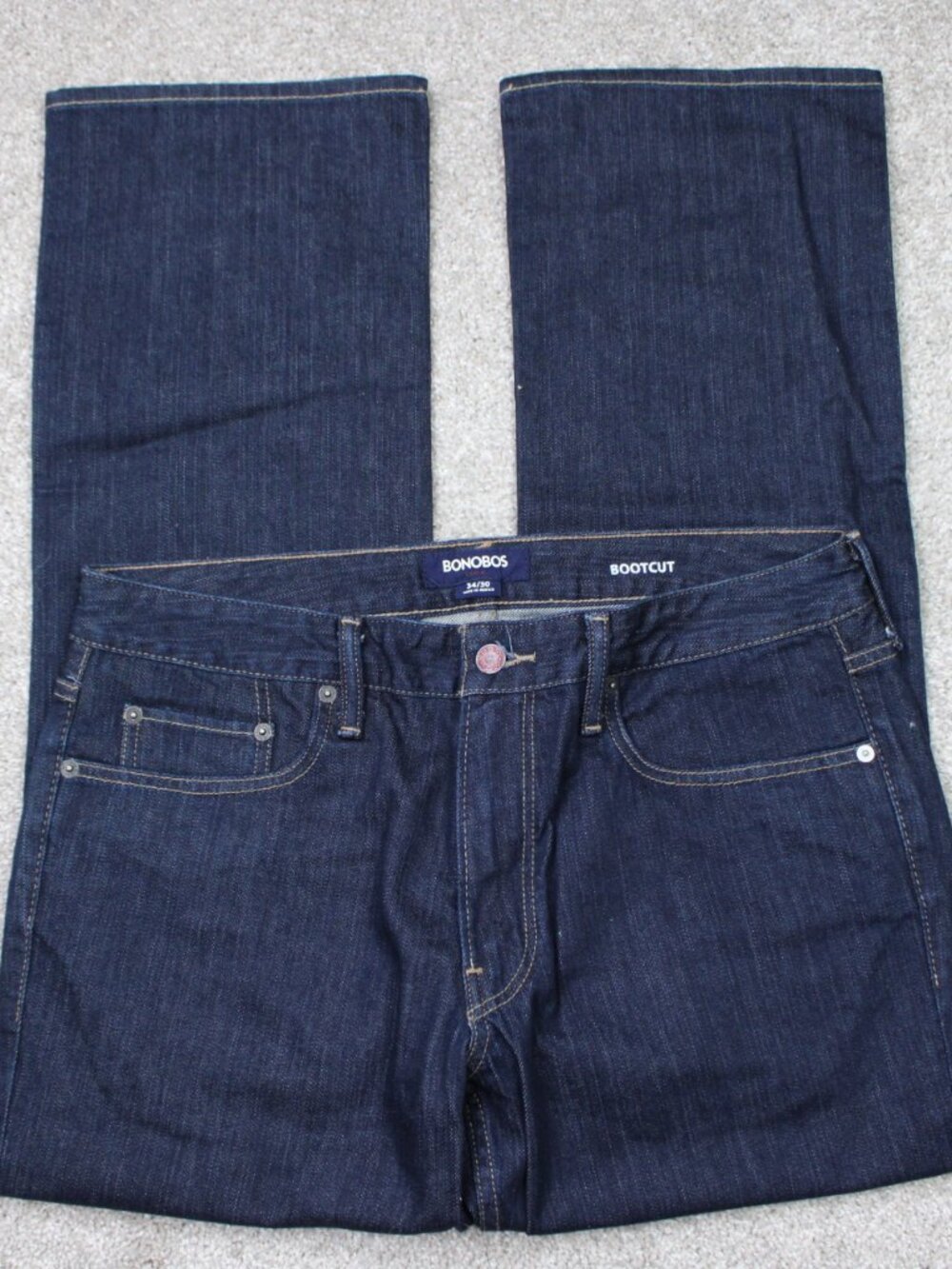 Bonobos Jeans Mens 34x30 Blue Bootcut Boot Cut Stretch Ringspun Denim